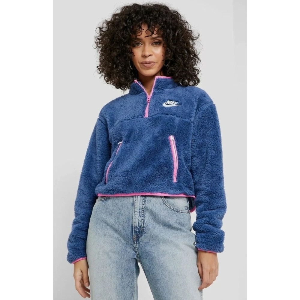 Nike Sherpa Hi Pile Fleece 1/4 Zip Size 3X Mystic Navy